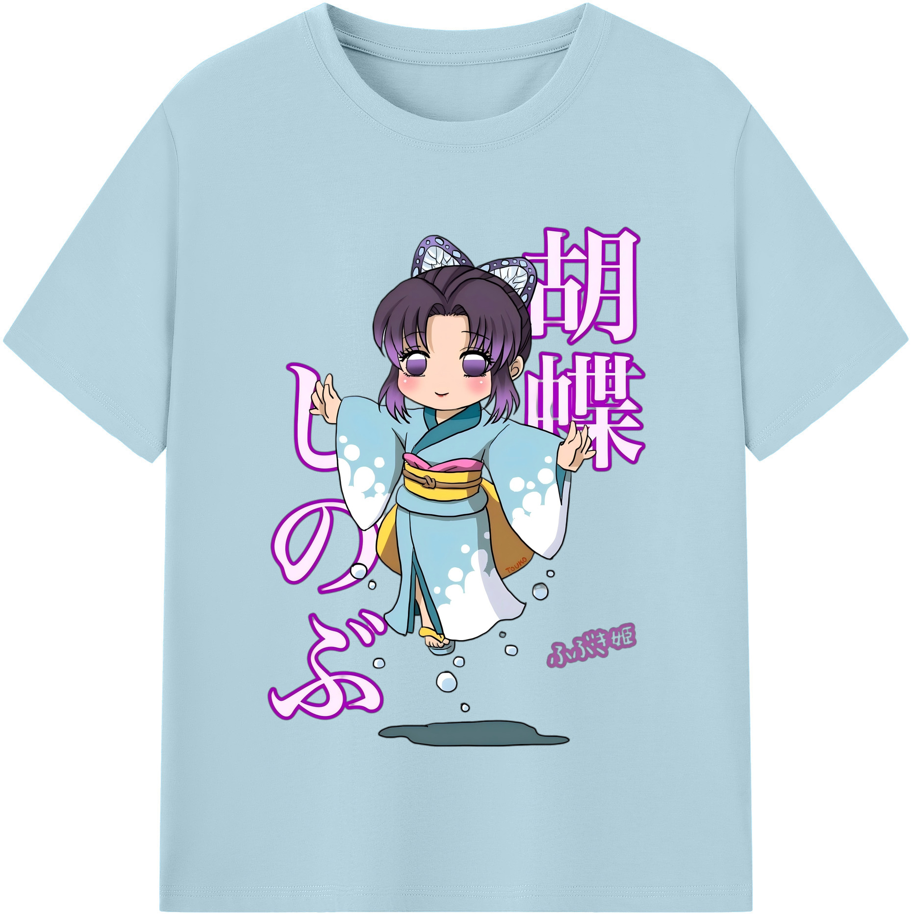 （画像用） 鬼滅の刃（きめつのやいば）蟲柱-胡蝶 しのぶ／こちょう しのぶ Kochou Shinobu 綿100％半袖Tシャツ（フロントプリント）